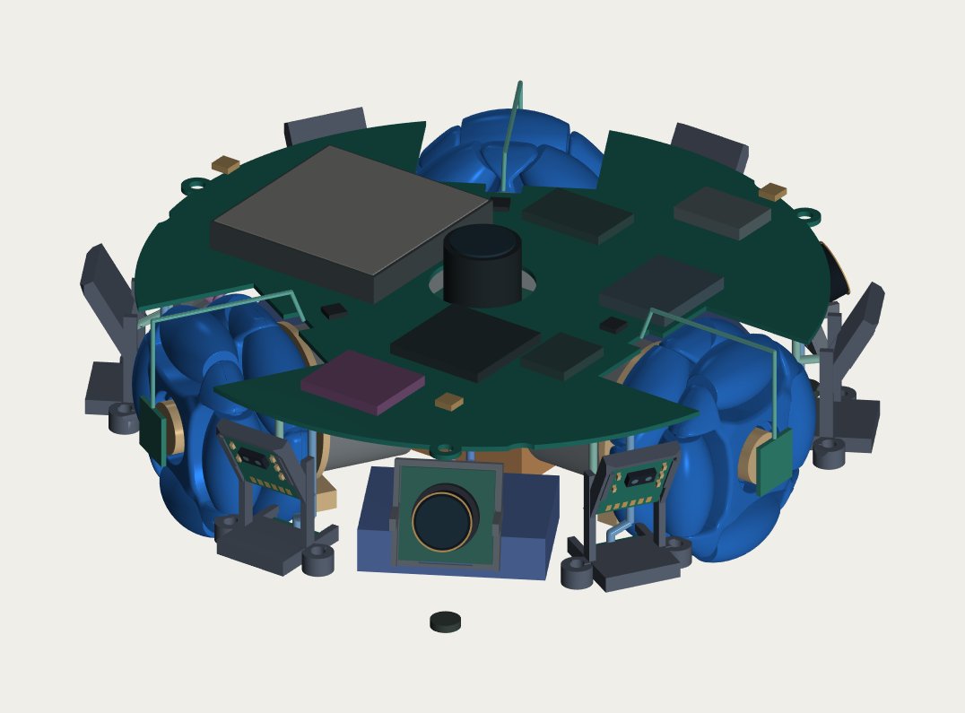 Mainboard and sensors packed inside the hex shell